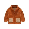 thumbnail image 1 of Edvintorg 1-10Years Toddler Zip Up Winter Coat Long Sleeve Solid Color Sports Casual Velvet Warm Jacket Children's Outerwear with Pocket, 1 of 5