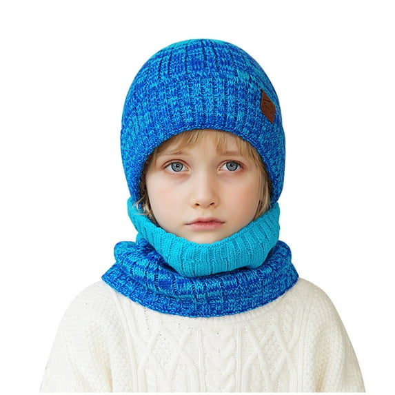 Edvintorg 1-11 Years Winter Hats for Kids Beanie Hat for Girls Boys Solid Color Warm Knit Thick Ski Cap and Scarf Set Children's Hats