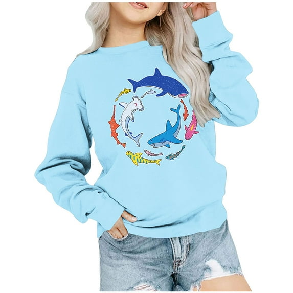Edvintorg 1-12 Years Kids Shirts Boys Cute Pattern Print Thin Pullover Sweatshirt Kids Clothes Girls Toddler Baby Crewneck Long Sleeve Casual Tops Tshirts Sportswear