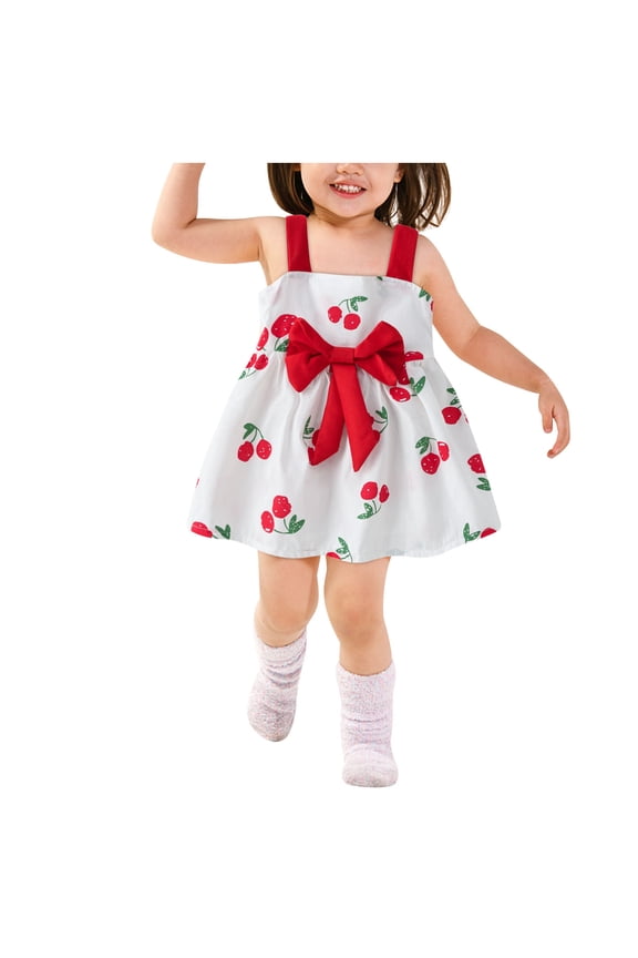 1-4 Years Baby Dresses for Girls Toddler Kids Baby Girls Summer Cute Floral Print Slip Dress Bowknot Princess Dress