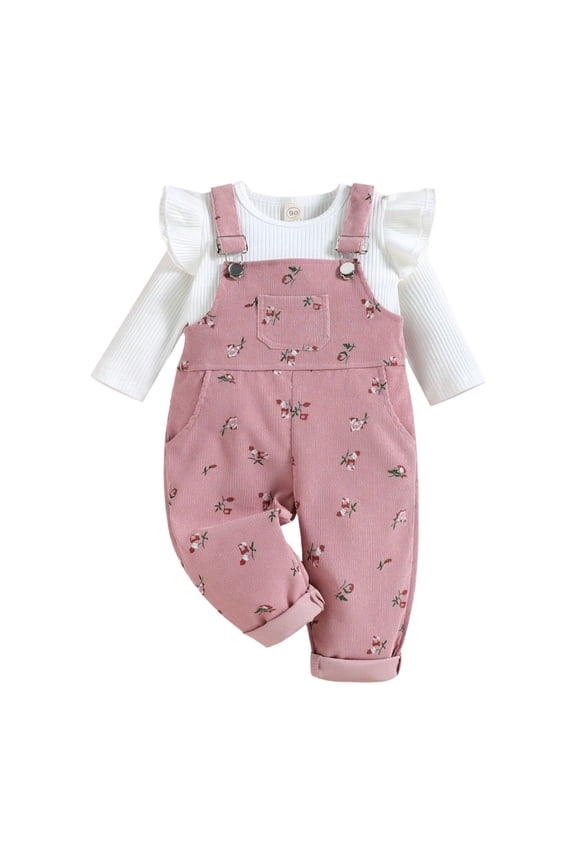 1-4Years Kids Clothes Girls Cute Knit Cotton Long Sleeve Top Corduroy Back Pants Sets with Pockets Fall Winter Girls Boutique Outfits