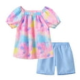 thumbnail image 1 of Edvintorg 1-6 Years Girls Clothes 2024 Summer Cute Printed Casual Short Sleeve Tops And Pocket Short Pants Sets 2Pcs School Outfit Children's Costume Girl, 1 of 6