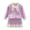 thumbnail image 1 of Edvintorg 1-8 Years Infant Girls Clothing Set Fashion Winter Suits Small Fragrant Style Long Sleeved Button Knitting Jacket and Skirt Sets School Outfit Girls Boutique Outfits, 1 of 3