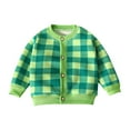thumbnail image 1 of Edvintorg 1-8 Years Toddler Cardigan Kawaii Plaid Print Casual Long Sleeved Knit Warm Sweaters Thickened Jacket with Button Children's Outerwear, 1 of 3