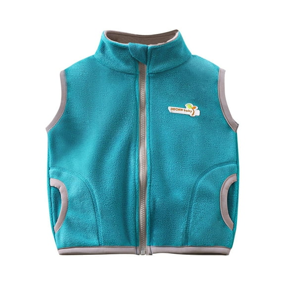 Edvintorg 1-9 Years Kids Fleece Vest for Girls Cute Solid Sleeveless Soft Warm Vests Boys Children Waistcoat Kids Winter Clothes Jacket with Zipper