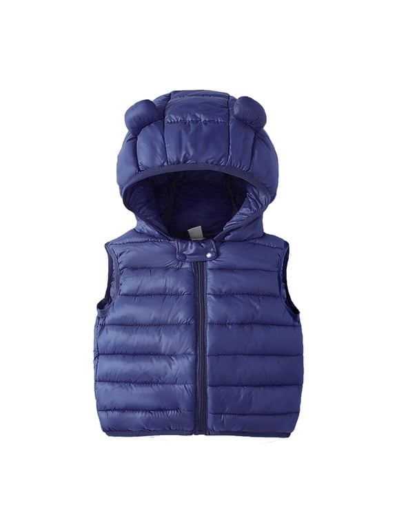 12M-5T Vest Kids Children for Spring Fall Toddler Kids Baby Boys Girls Sleeveless Winter Waistcoat Fashion Cute Solid Color Windproof Padded Hooded Coat Jacket
