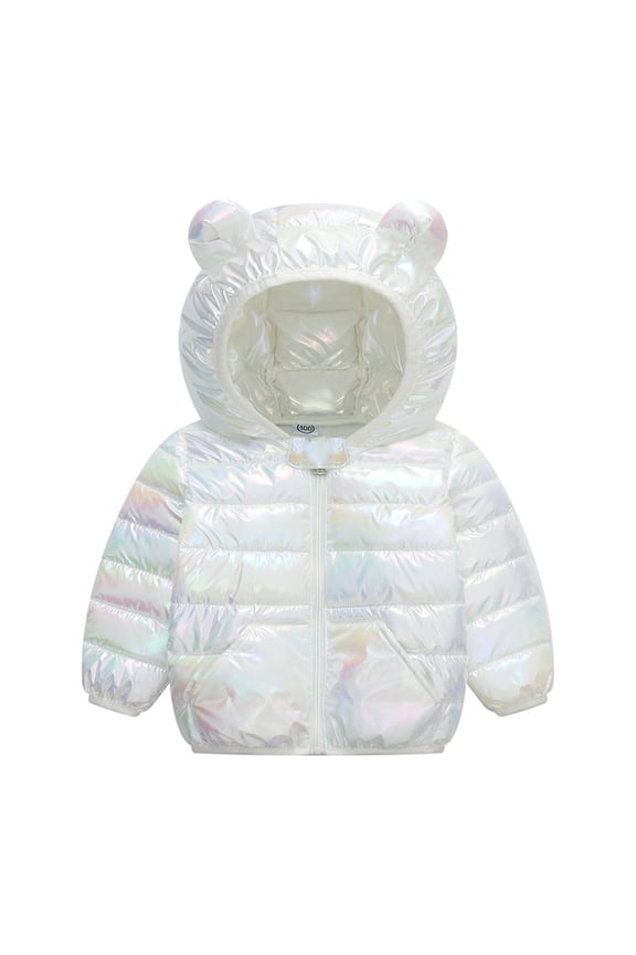 12M-5Y Boys Girls Down Jacket Outerwear Pockets Fashion Solid Color Long Sleeve Hooded Coats with Zipper Infant Winter Clothing Children's Outerwear