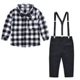 thumbnail image 1 of Edvintorg 12M-6Y Children Clothes Boy Fashion Gentleman British Style Plaid Long Sleeves Casual Shirt Overalls Suit Fall Boys Outfit Sets, 1 of 7