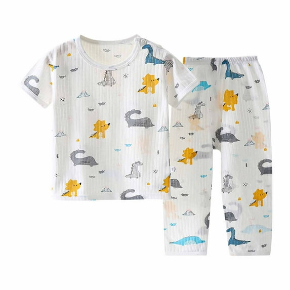 Edvintorg 12Months-13Years Summer Girls Nightwear Toddler Kids Baby Boys' Casual Short Sleeve Casual Loungewear Thin Air-Conditioned Clothing Home Clothing Two Piece Set