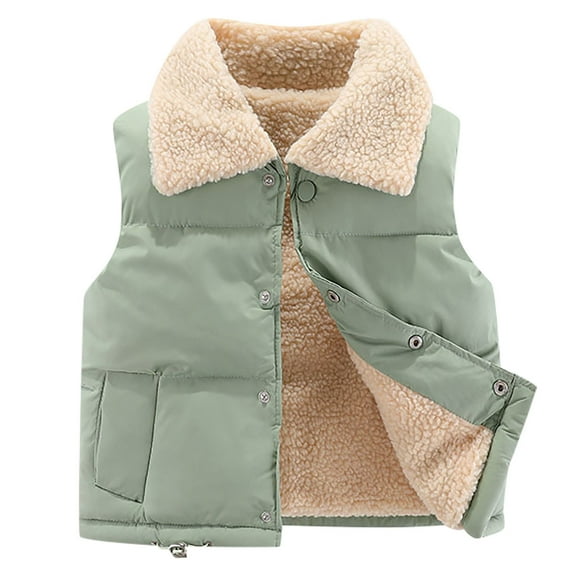 Edvintorg 18M-12Y Plush Kids Vest for Girls Waistcoats Toddler Boys Vest Infant Warm Winter Waistcoat Sleeveless Jacket Coats Children Outwear with Zipper
