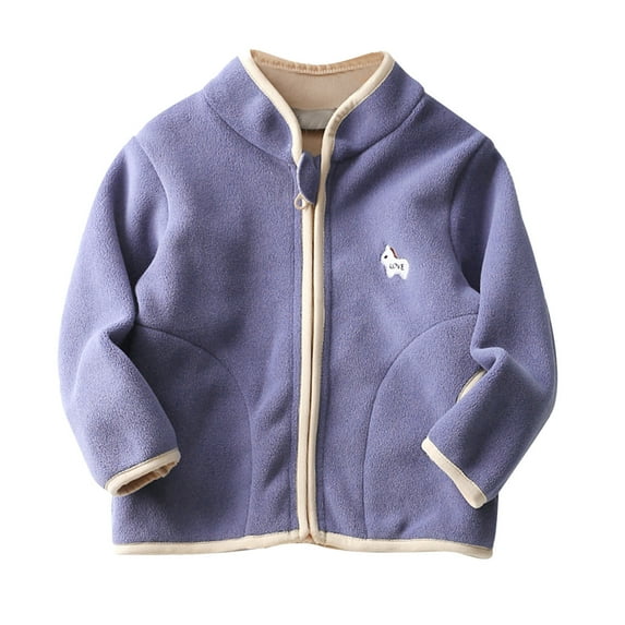 Edvintorg 18Months-7Years Boys' Outerwear Jackets & Coats Fall Toddler Clothes Fashion Girls Solid Color Cute Plush Thickening Keep Warm Coat with Zipper Children's Outerwear