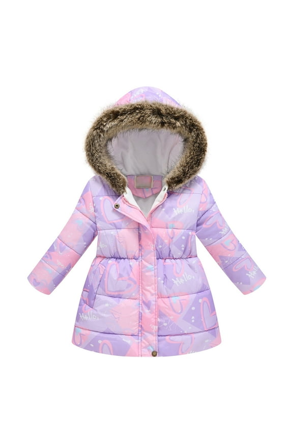 2-11 Years Winter Girls Coat Keep Warm Thicken Kids Jacket Hooded Zipper Princess Outerwear Long Sleeve Children Clothing