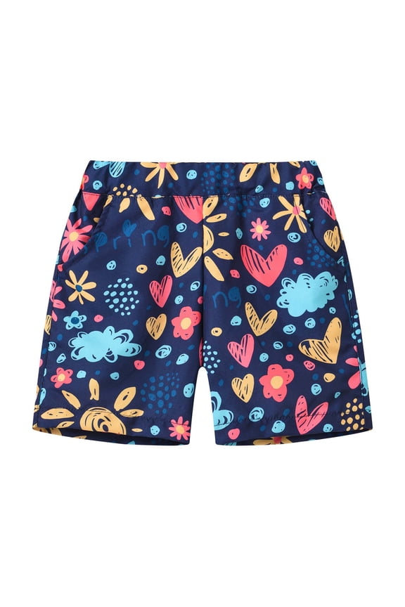 2-12Years Kids Swim Trunks For Boys Summer Vacation Printed Casual Shorts Toddler Beach Shorts Swimsuit Kids Quick Dry Swimwear Athletic Shorts