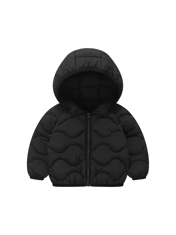 2-13 Years Toddler Padded Coat Kids Boys Girls Solid Long Sleeve Hooded Winter Jacket with Zipper Children's Casual Outerwear for School