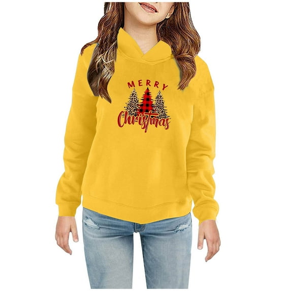 Edvintorg 2-7Years Christmas Kids Sweatshirt Toddler Baby Boys Girls Casual Cute Print Long Sleeve Hooded Sweatshirt Christmas Gift Hoodies for Kids
