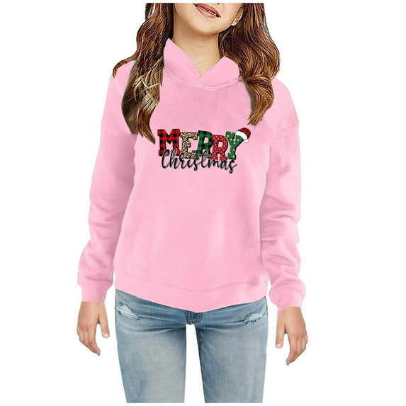 Edvintorg 2-7Years Christmas Sweatshirts For Kids Boys Girls Clearance Casual Kawaii Print Long Sleeve Hooded Sweatshirt Christmas Gift Hoodies For Kids