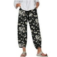 thumbnail image 1 of Edvintorg 2023 Women Cotton Linen Harem Pants Summer Flower Printed Casual Loose High Waist Pocket Trousers Female Vintage Ankle-Length Wide Leg Trousers, 1 of 5