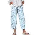 thumbnail image 1 of Edvintorg 2023 Women Cotton Linen Harem Pants Summer Flower Printed Casual Loose High Waist Pocket Trousers Female Vintage Ankle-Length Wide Leg Trousers, 1 of 5