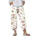 thumbnail image 1 of Edvintorg 2023 Women Cotton Linen Harem Pants Summer Flower Printed Casual Loose High Waist Pocket Trousers Female Vintage Ankle-Length Wide Leg Trousers, 1 of 5