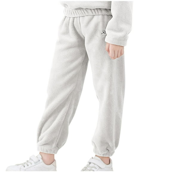 Edvintorg 3-10 Years Boys Pants Loungewear Children's Thick Coral Fleece Thick Teddy Pants for Home Warmth Thick Pants Trousers Kids Clothes Girls