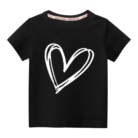 Edvintorg 3-10Y Heart Printed Shirts for Kids Summer Infant Boy T-Shirts Short Sleeves Kids Clothes Girls Toddler Cotton Tops Children's Clothing