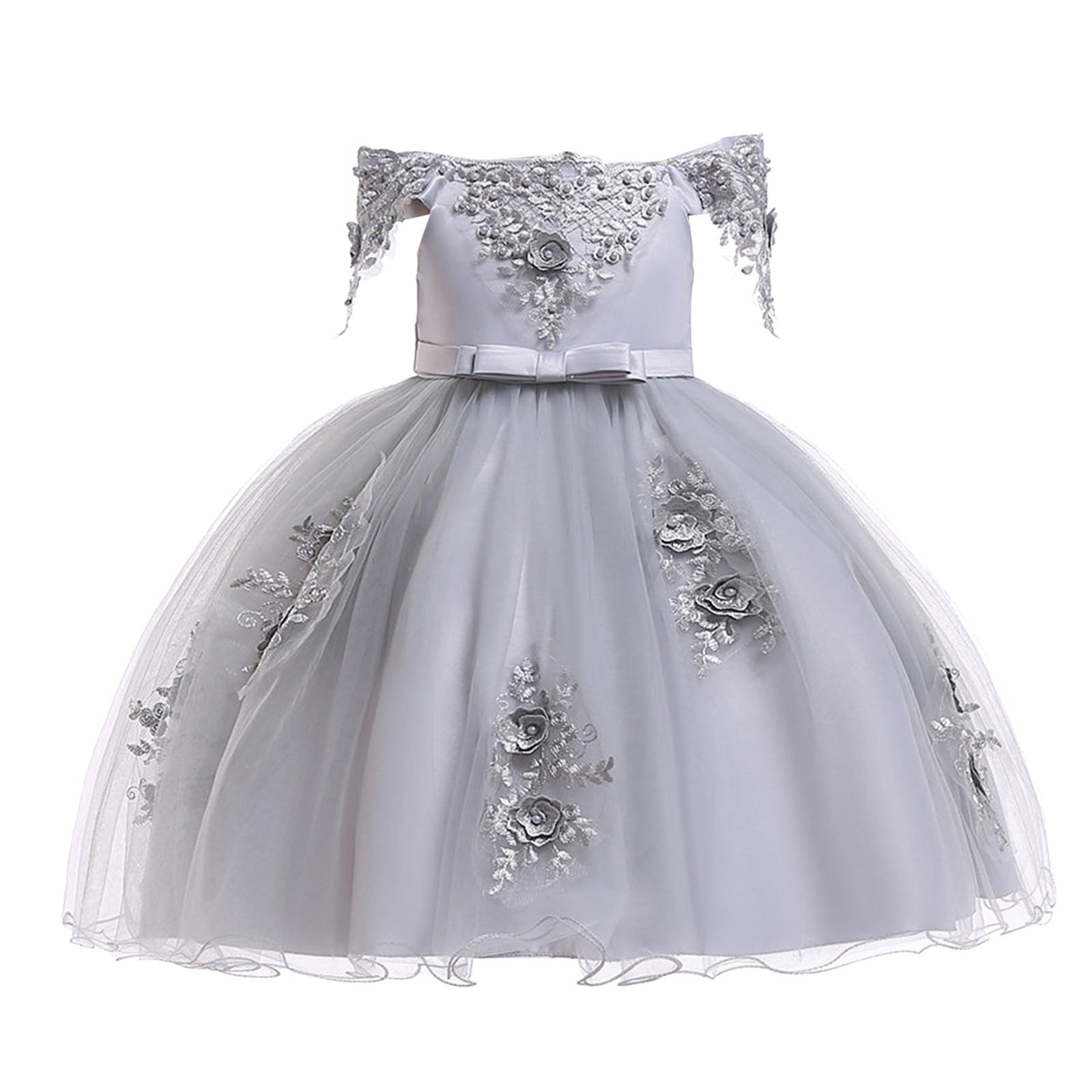 【10 TEN】girly long dress Wholesale 2109 Long Little Girls Dress with Vintage Embroidery
