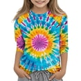 thumbnail image 1 of Edvintorg 3-12 Years Girls Tops Fashion Printed 3/4 Length Sleeves Round Neck Casual T Shirts Summer Tees Loose Fit Pullover Tunic Blouse, 1 of 5