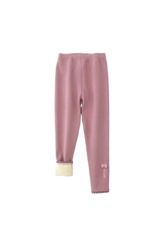 3-12Years Pants for Kids Girls Christmas Gifts Winter Girls Solid Warm Fleece Lined Leggings Elastic Cotton Pants Children's Clothing Girls