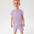 thumbnail image 1 of Edvintorg 3-14Years Boys Pjs Toddler Baby Boys Girl Comfortable Solid Color Short Sleeve Cotton T-Shirt Top Shorts Set Summer Lounge Sets Kids Clothings, 1 of 7