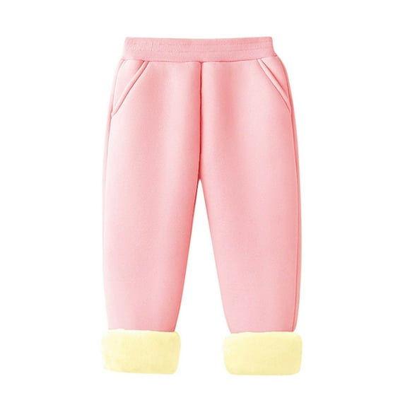 Edvintorg 3-15 Years Winter Pants for Kids Solid Color Elastic Waisted Cotton Thick Casual Pant Outdoors Sports Trousers Joggers Boys Sweatpants