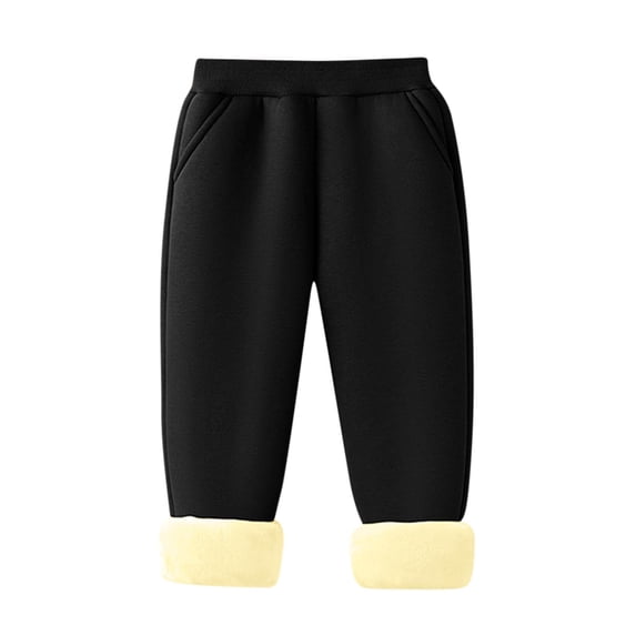 Edvintorg 3-15 Years Winter Pants for Kids Solid Color Elastic Waisted Cotton Thick Casual Pant Outdoors Sports Trousers Joggers Boys Sweatpants