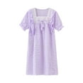thumbnail image 1 of Edvintorg 3-16Years Girls Dresses Summer Solid Color Thin Casual Dress with Ruffle Cotton Home Clothing Short Sleeve Night Dress for Kids Children's Loungewear, 1 of 6