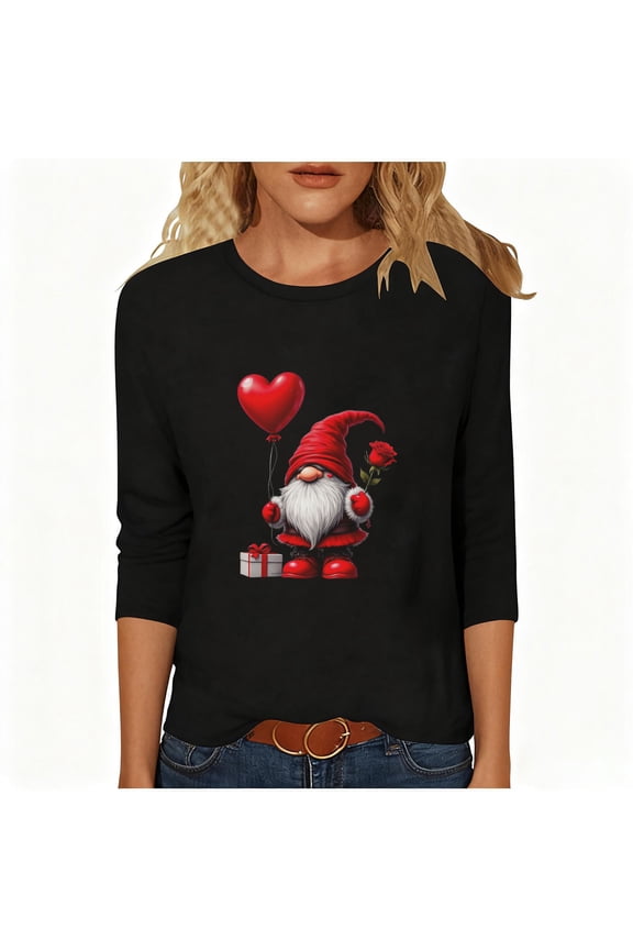 3/4 Sleeve Tops for Women Crew Neck Loose Casual Oversized Tshirts Summer Basic Shirts Beach Vacation Clothes for Women