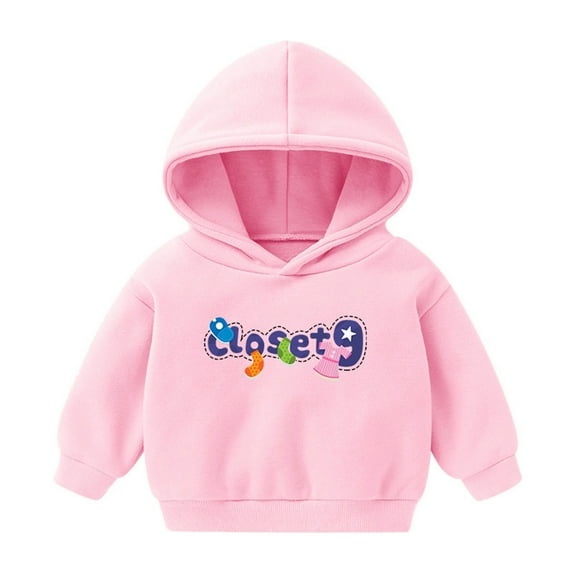 Edvintorg 3-8Years Girls' Fashion Hoodies & Sweatshirts Cute Letter Printed Casual Long Sleeve Pullover Tops Crewneck Hooded Sweatshirt Kids' Sportswear School Outfit