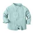 thumbnail image 1 of Edvintorg 3-9Years Kids Clothes Boys Spring Fall Boys Shirts Fashion Solid Color Long Sleeve Stand-Up Collar Blouse with Button Boys School Shirt Children'S Clothing, 1 of 2