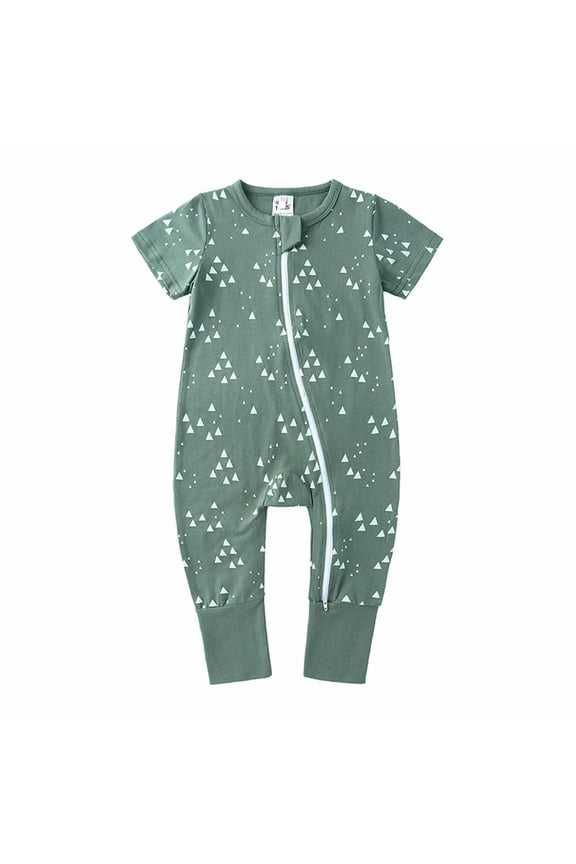 3 Months-3 Years Baby Rompers Girl Zipper Summer Newborn Toddler Baby Girls Boys Bodysuit Short Sleeve Printed Zipper One-Piece Romper Jumpsuit