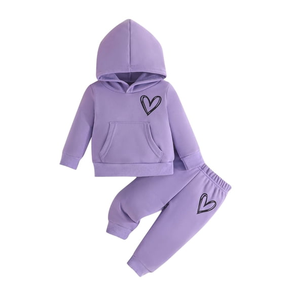 Edvintorg 3M-2Y Autumn Winter Newborn Girls Clothes Heart Print Hoodies Sweatshirt and Sweatpants Cotton Outfit Suit Infant Girls Clothing Set