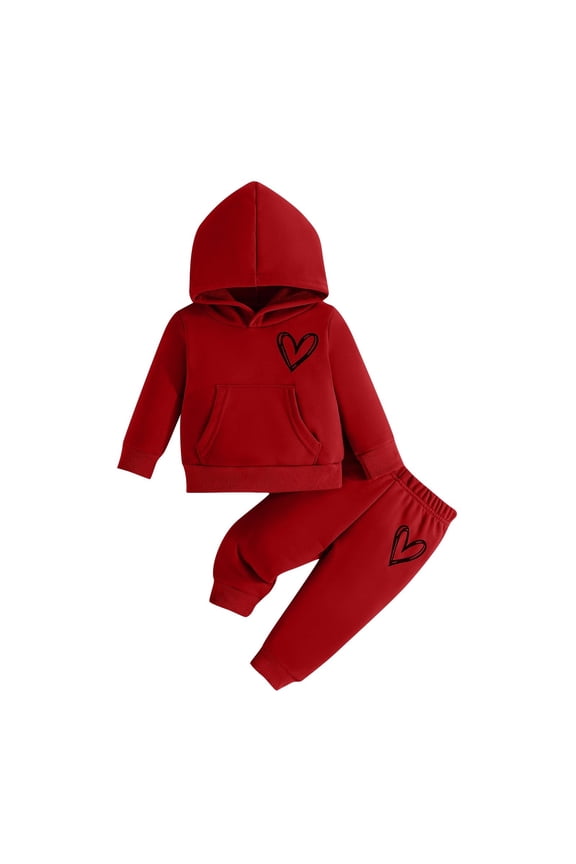 3M-2Y Autumn Winter Newborn Girls Clothes Heart Print Hoodies Sweatshirt and Sweatpants Cotton Outfit Suit Infant Girls Clothing Set