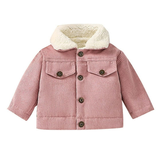 Edvintorg 3M-3Y Toddler Boy Winter Corduroy Jacket Baby Girl Fall Plush Warm Casual Buttons Outwear Coat Thickened Cotton Jackets Trendy Jackets For Kids Boys On Clearance