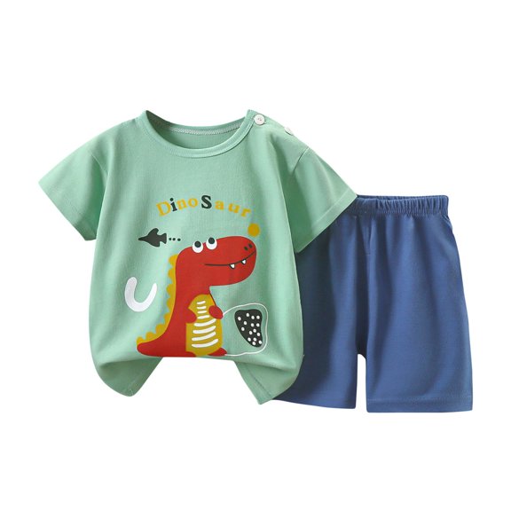 Edvintorg 3Month-6Years Cartoons Costumes for Boys Summer Kids Clothes Girls Cute Printed Short Sleeved T-Shirt and Shorts Set Loungewear Children's Sports Suit
