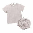 thumbnail image 1 of Edvintorg 3Months-3Years Toddler Baby Boys Clothing Sets Summer Casual Homewear Solid Crepe Gauze T-Shirt Short Sleeve Shorts Set 2 Piece Lounge Sets, 1 of 6