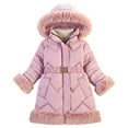 thumbnail image 1 of Edvintorg 4-10Years Jackets for Girls Kids Winter Clothes Fashion Solid Color Thickened Keep Warm Zipper Hooded Jacket Coat with Pocket Children Outerwear, 1 of 3