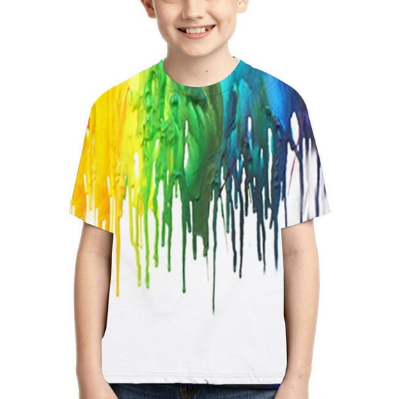 Edvintorg 4-16Years Digital Printing Shirts for Kids Fashion Children's Clothing Summer Loose Round Neck Short-Sleeved Cotton Tshirt for Youth Boys