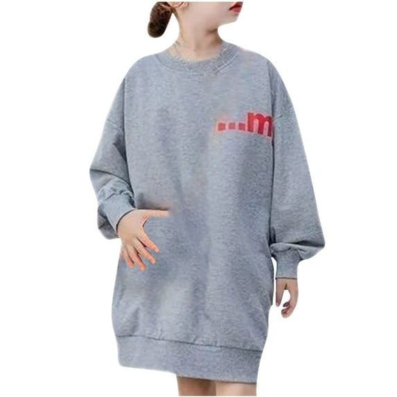 Edvintorg 4-16Years Girls Sweatshirt Fashion Letter Print Long Sleevele Comfy Crewneck Sweatshirts Casual Loose Pullover Sweatshirts Sportswear Teenage Girls Clothing