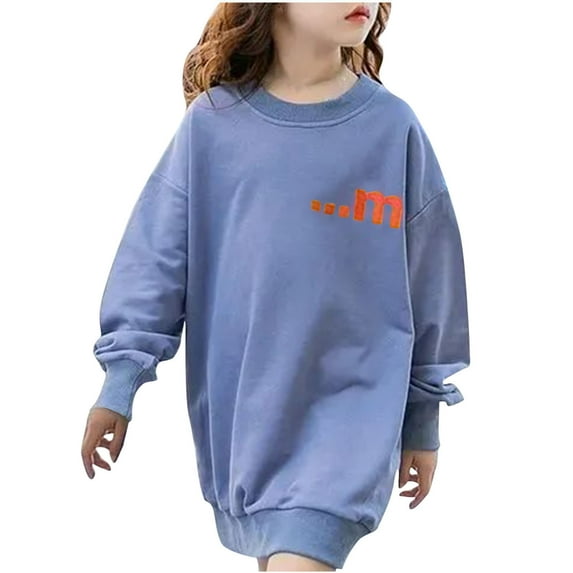 Edvintorg 4-16Years Girls Sweatshirt Fashion Letter Print Long Sleevele Comfy Crewneck Sweatshirts Casual Loose Pullover Sweatshirts Sportswear Teenage Girls Clothing