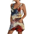 thumbnail image 1 of Edvintorg 4Th Of July Casual Romper Fashion Tie Knot Overall Shorts Loose Fit Bib Pants Shortalls Sleeveless Suspender Short Jumpsuit with Pocket Plus Size Women's Clothing, 1 of 5