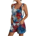 thumbnail image 1 of Edvintorg 4Th Of July Casual Rompers for Women Fashion Tie Knot Overall Shorts Loose Fit Bib Pants Shortalls Summer Sleeveless Suspender Short Jumpsuit with Pocket Plus Size Women's Clothing, 1 of 5