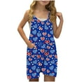 thumbnail image 1 of Edvintorg 4Th Of July Cute Jumpsuit for Girls Fashion Printed Sleeveless Thin Strap Overalls with Pockets Summer Holiday Casual Jumpsuit Shorts 5-14 Years, 1 of 5