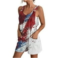 thumbnail image 1 of Edvintorg 4Th Of July Shorts Jumpsuit for Women Fashion Tie Knot Overall Shorts Loose Fit Bib Pants Shortalls Sleeveless Suspender Short Romper with Pocket Women's Clothing, 1 of 5
