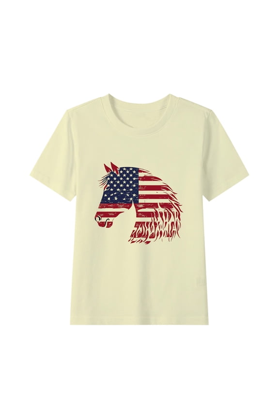 4Th Of July Toddler Boys' Short Sleeve Tees Cotton Casual Graphic Crewneck Summer Top Clothes T-Shirts 2-15 Years Shirts for Girls